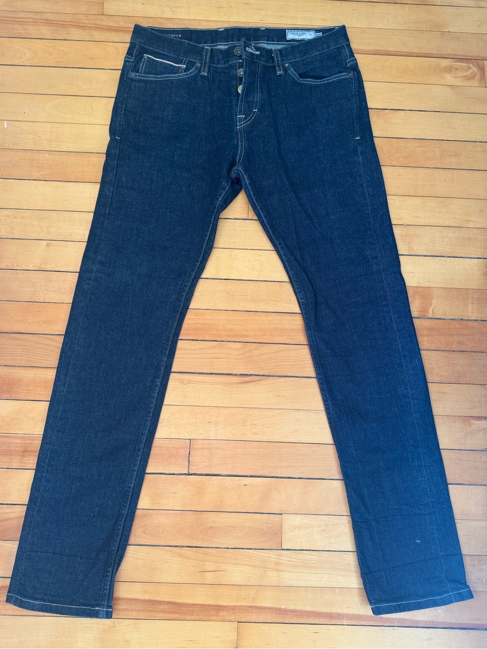 Frank & Oak Cooper Dark Wash Jeans 34x34 Button Fly Denim